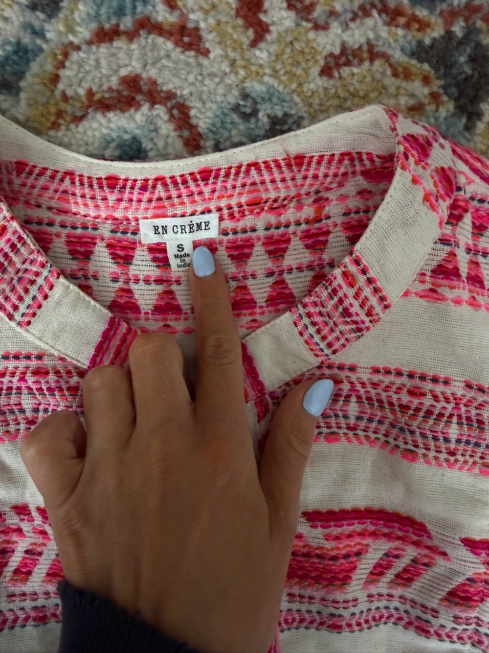 VICI pink and cream embroidered boho tiered mini dress - Picture 2 of 5